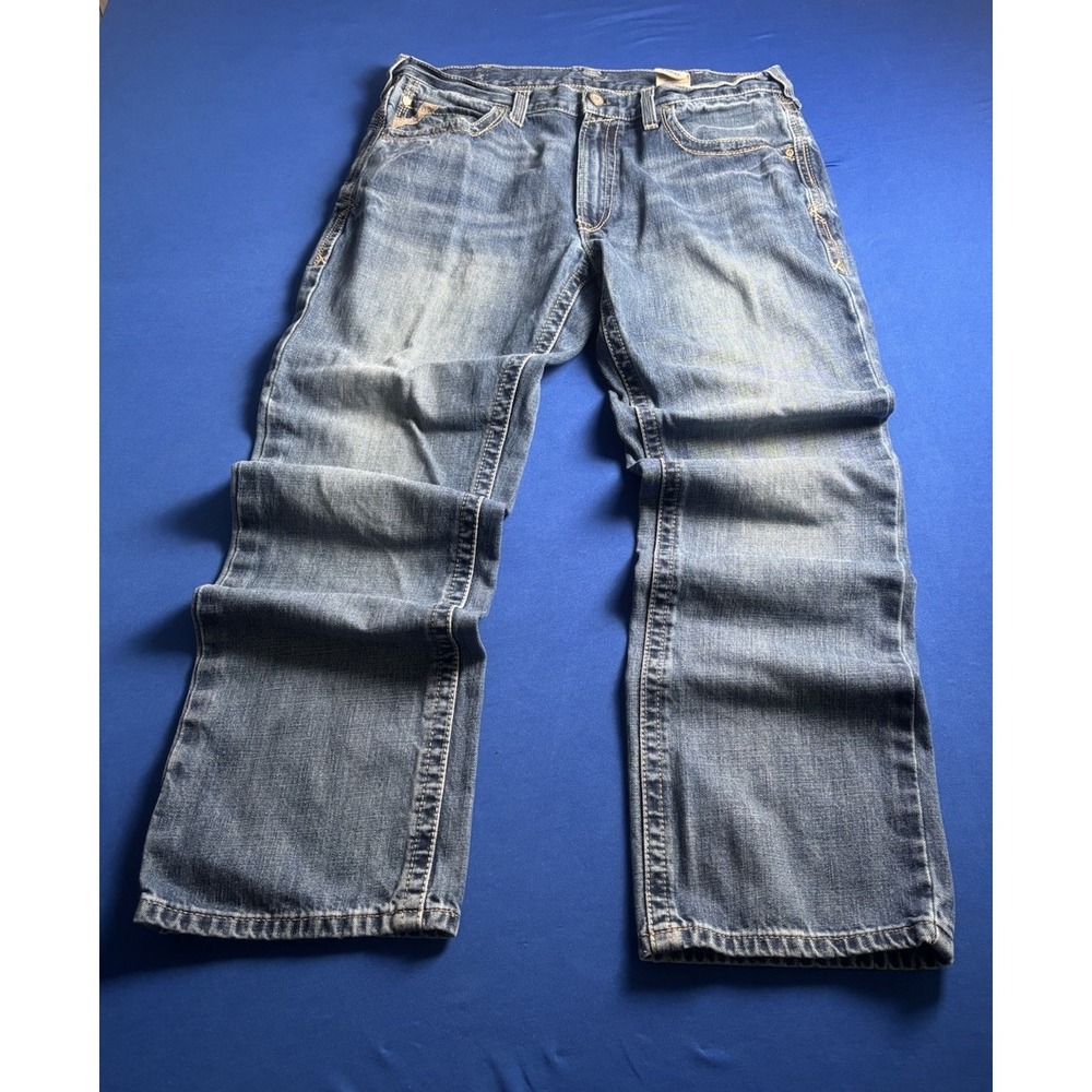 Ariat Jeans Mens 36x32 Blue Relaxed Boot Cut Western Denim 100% Cotton